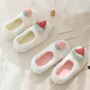 Autumn and Winter Watermelon Strawberry Fruit Indoor Home Shoes Bag Heel Warm Cotton Shoes Shoes Girls Floor Slippers Moon Shoes