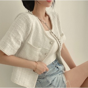 Official Figure French chic Design Sense Niche Chanel Style Coat Cardigan Women's Summer New Style Socialite Western Style Short Top