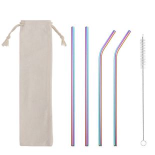 Cross-border 304 stainless steel straw suit creative metal straight tube beverage coffee food grade straw factory direct sales