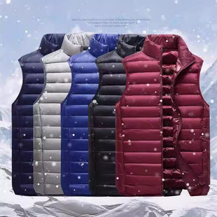 New autumn and winter thickened vest men's warm Men's sleeveless cotton-padded clothes stand collar cardigan solid color cotton-padded clothes men's cotton vest men