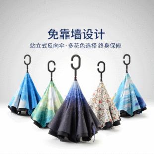 Reverse Umbrella Sunshade Dual-purpose Long Handle Third Generation C- type Advertising Car Umbrella Handle-free Double-layer Umbrella Customization