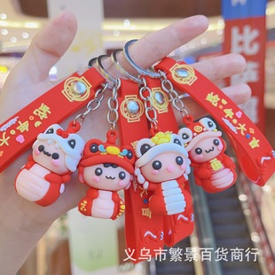 Cross-border new cartoon cute New Year snake treasure key chain bag pendant New Year gifts small gifts to push wholesale