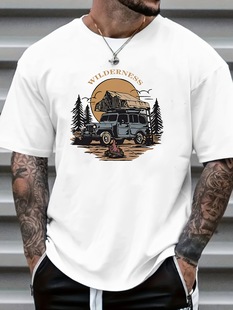 1pc Men'S Plus Size Casual Street Style T-Shirt - Wilderness