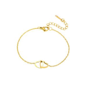 Simple Double-ring Heart Necklace Personalized Light Luxury Niche Design Elegant Simple Fashion Bracelet Ring-link Titanium Steel Decoration
