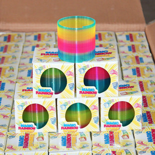 Children's toy rainbow ring square boxed rainbow ring temple fair ring toy stall rainbow ring toy 2 yuan department store