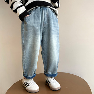 Girls' Jeans Spring and Autumn 2025 New Children's Western Style Spring Wear Korean Style Pants Little Girl's Casual Straight Leg Pants