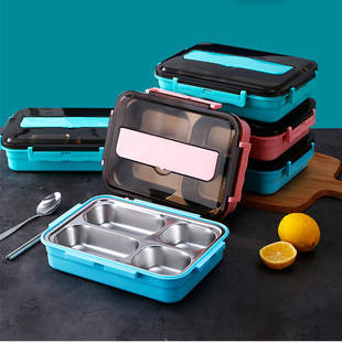 304 Stainless Steel Student Insulated Lunch Box Sealed Square Lunch Box for Microwave