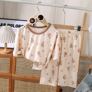 Summer Children's Seven-Sleeve Home Clothes for Boys and Girls Youcan Thin Pajamas for Girls Modal Air-conditioning Clothes for suit