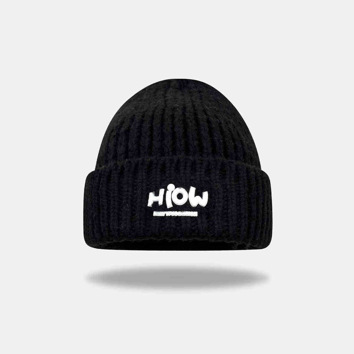 Knitted Hat Children's Autumn and Winter Japanese Fashion Brand Labeling Warm Wool Hat for Primary School Students Face-free Couple All-match Cold Hat