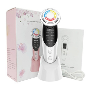 Cross-border Home Import Beauty Instrument Facial Relaxation Massage Import Instrument Facial Ultrasonic Color Light Import Cleanser