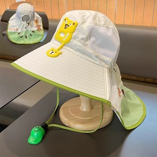Children's Sunscreen Hat Anti-UV Sunshade Big Corned Sun Hat Boys and Girls Summer Face-Covering Neck Protection Fisherman Hat