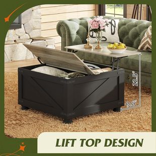 Lifting coffee table/center table, flip hidden compartment, suitable for living room, bedroom