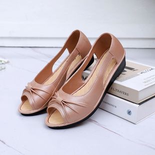 Fish-toe Shoes Comfortable Mom Shoes Sandals Summer New Flat Soft Bottom Thick Heel Nurse Women's Work Shoes