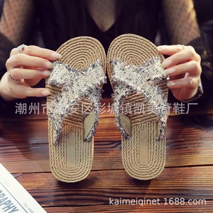 Summer Thailand Travel Vacation Ethnic Style Children Girls Instagram Style Outdoor Comfortable Seaside Beach Slippers