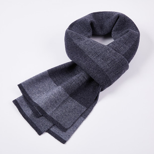 New autumn and winter men's and women's pure wool scarf high-end casual thickened warm knitted plaid scarf