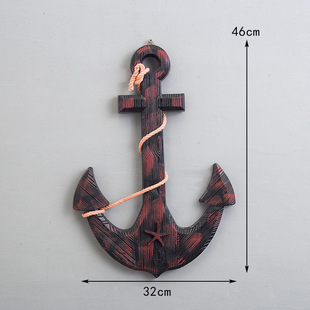 The hall car exhibition hall of the Mediterranean industrial wind bar is retro to make old wooden boat rudder anchor children's room background wall pendant.