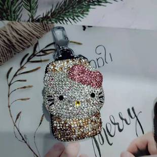 New cute cartoon KT cat water Diamond car keychain key ring key bag car remote control bag women