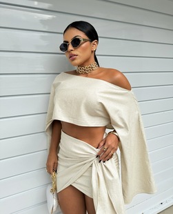 Real shot-solid color long sleeve jacket skirt suit cross-border foreign trade Europe and the United States women's cotton long sleeve linen suit