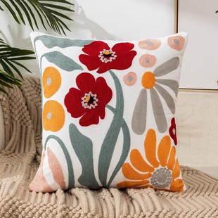 American Pastoral Light Luxury High-end Embroidered Pillow Sofa Living Room High-end Bedside Backrest Cushion Pillowcase Without Core