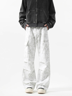High Street Pleated Design Sense Trendy Brand Casual Pants Men's Autumn New High Street Loose Wide Leg Paratrooper Tooling Long Pants