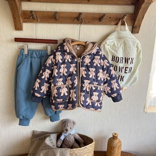 Wheat Field Season Autumn and Winter New Children's Pointed Hat Cotton-padded Clothes Korean Style Cartoon Warm Cotton-padded Jacket Distinctive Cotton-padded Jacket for Boys and Girls