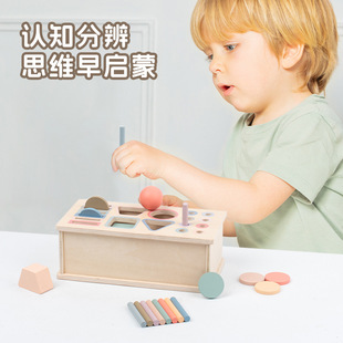 Children's Montessori Teaching Aware Color Shape Classification Box Coin Box Stick Pitching Shape Matching Building Blocks Educational Toys