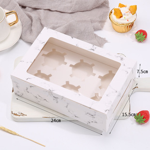 Thickened Cupcake Packaging Box Portable Cupcake Box Round Dessert Egg Tart Box Packing Box Disposable