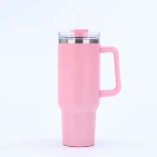 Cross-border direct supply generation 40oz handle car cup with straw ice cup stainless steel car thermos cup in stock