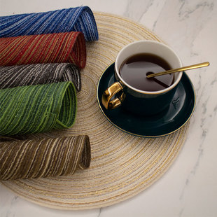 Cross-border Woven Round Non-slip Anti-scalding Cotton Yarn Placemat Western Restaurant Dining Table Insulation Mat Household Coaster Bowl Mat Wholesale