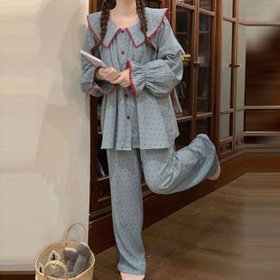 New Ins Pajamas Women's Autumn Cartoon Tassel Ear-drop Rabbit Long-sleeved Trousers Cardigan Outwear Home Clothes suit