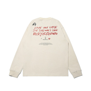 RiokClool 24 Autumn Whirlpool Rabbit Vinyl Record Pure Cotton Long Sleeve T-shirt Heavy Shoulder Loose Couple T-shirt