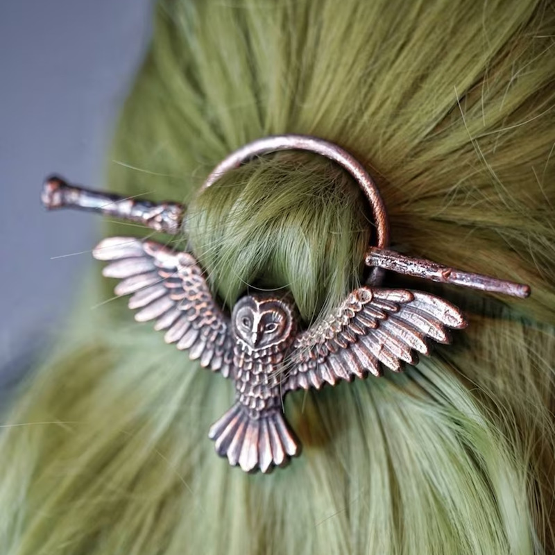 Chai Yi Cross-border Gothic Retro Exaggerated Owl Women's Hairpin Nordic Viking Personality Women's Hair Accessories