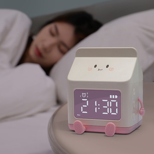 Creative milk box alarm clock for students mini countdown cute electronic small alarm clock children's bedroom desk clock