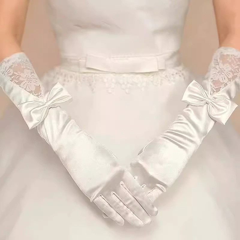 Long lace hollow wedding gloves etiquette gloves bridal gloves banquet bridal wedding gloves factory direct sales