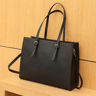 2023 new European and American laptop bag cross pattern women's bag multi-interlayer shoulder bag elegant all-match briefcase