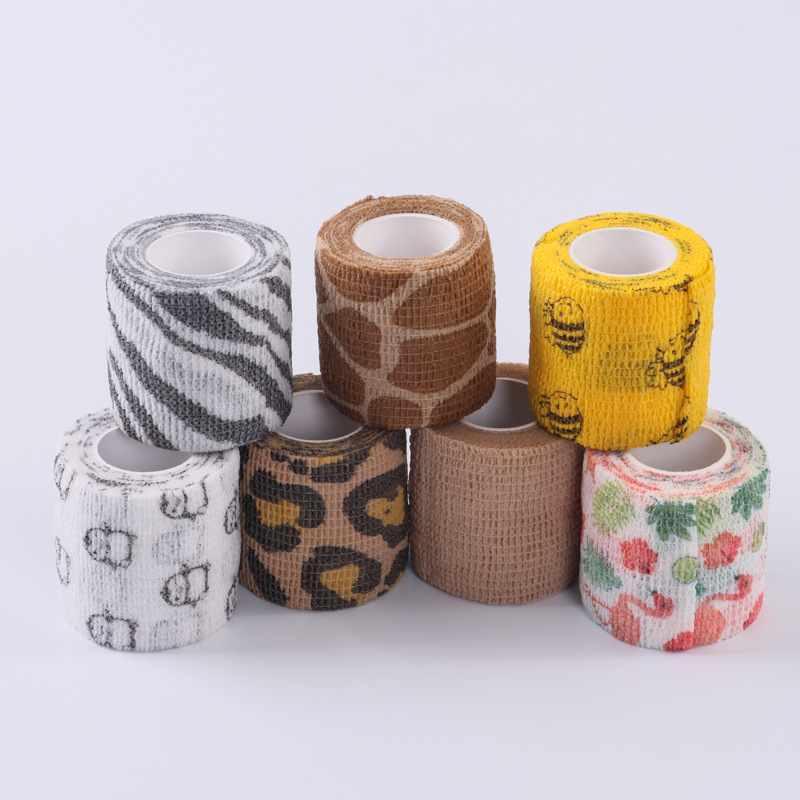 Wholesale Non-Woven Self-Adhesive Bandage with Colored Printing for Tattoo Handles, Outdoor Sports Protection Elastic Bandage, Pet Bandage