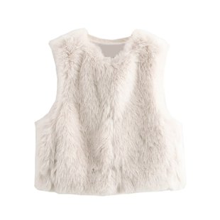 Hair Effect Grass Cross-border 2024 Women's Vest Artificial Leather New Autumn and Winter Wool Vest European and American Style Short