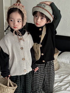 Jiaye Children Pin 2024 Детские весенние шерстяные кардиганы для мужчин и женщин Baby Mori Ретро Жилет Топ