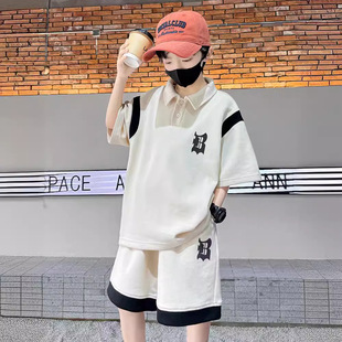 Boys' Summer suit New Children's Short-sleeved POLO Shirt Two-piece Set Big Children's Summer Fashionable Western Style Sports Cover