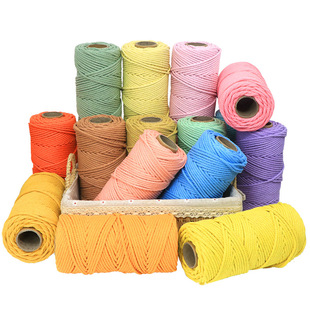 4mm colorful cotton rope diy hand-woven tapestry decorative material rope tag rope colorful cotton rope factory wholesale