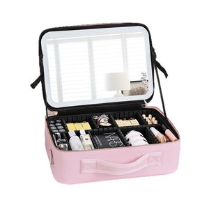 New Cross-border Light Mirror LED Cosmetic Bag Portable Large Capacity Travel Storage Bag Storage Cosmetic Case