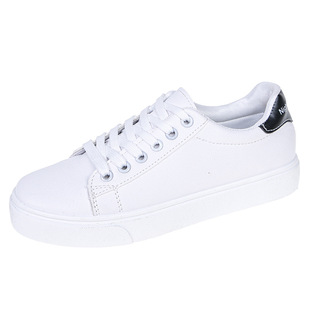 Small white shoes for female students Korean-style spring and autumn leather flat running shoes sneaker breathable women's board shoes
