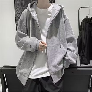 fleece-lined Cardigan Sweater Men's Plus Size Plus Size Fashionable Brand Fashionable Fat Loose Autumn and Winter Korean Style Hooded Zipper Jacket