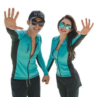 Korean Diving Suit Split Jellyfish Suit Snorkeling Surfing Swimsuit Long Sleeve Sun Protection Suit Beach Vacation Couple Swimsuit