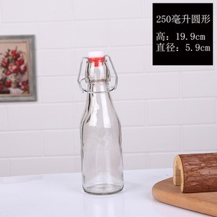 Foreign trade currency buckle bottle 2505001000ml filial piety bottle square buckle glass bottle milk beverage bottle