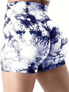 Summer Europe and the United States cross-border new fitness pants tie drift high waist three shorts hip sports tie dye yoga pants wholesale