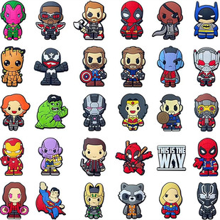 Amazon Cross-border Superhero Cartoon Marvel Cave Shoes Accessories Shoe Flower Shoe Buckle Soft Rubber Decorative Buckle Wholesale