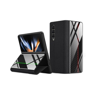Applicable to Samsung fol4 mobile phone case creative contrast color leather pattern painted flip leather case zfol4 drop-resistant protective case