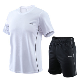 Summer Dad Casual Suit Men's Quick-drying Short-sleeved T-shirt Two-piece Loose Running Sports Suit Home Clothes