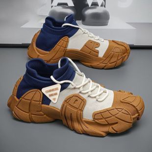 Cross-border men's shoes new thick-soled lightweight fly woven socks casual shoes youth fashion color matching sneaker